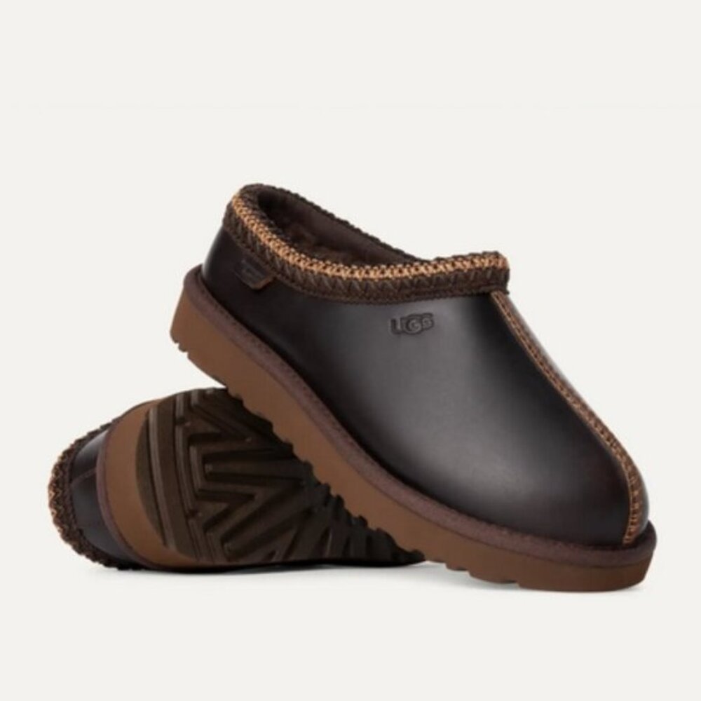 UGG brown leather Regen Tasman slippers